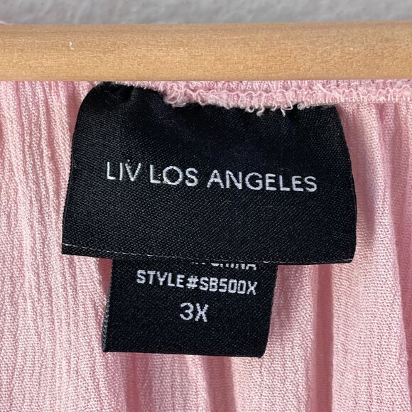 Liv Los Angeles Womens Plus 3X Pink Off Shoulder Embroidered Floral Top Blouse - Picture 3 of 11